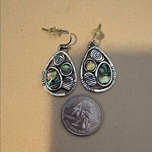 Abalone with silver background earrings